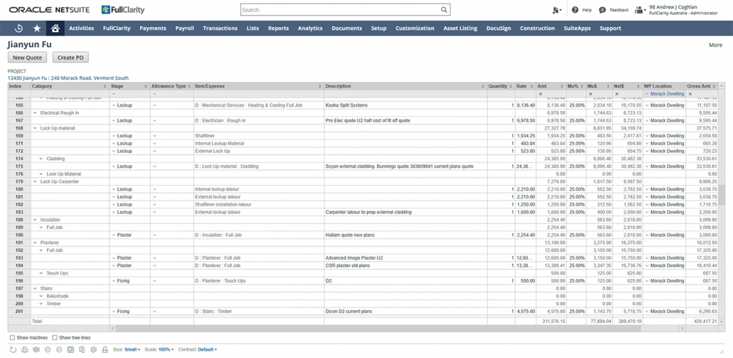 FullClarity - Construction for NetSuite