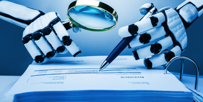 Robot Examining Invoice